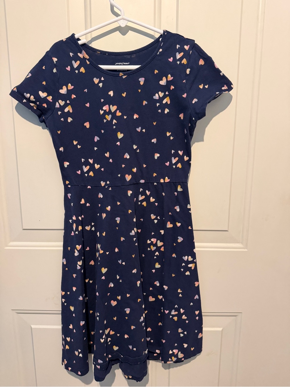jumping beans Navy Dress with Pink, Yellow and Purple Heart Print